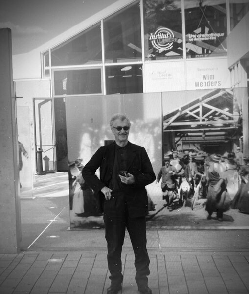 Wim Wenders par retour vidéo moniteur N&B (2) - Photo Guillaume Le Grontec
