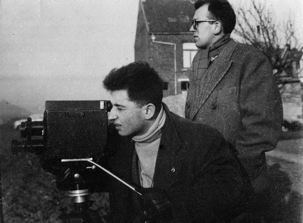 Willy Kurant, avec sa caméra Vinten Normandy, et le réalisateur Didier Geluck - Archives Willy Kurant