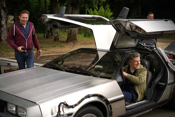 François Nemeta et Michel Gondry, au volant de la DeLorean - Photo David Quesemand
