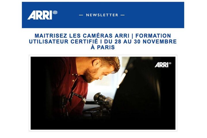 Formation utilisateur certifié pour maîtriser les caméras Arri Du 28 au 30 novembre 2018 - Arri France