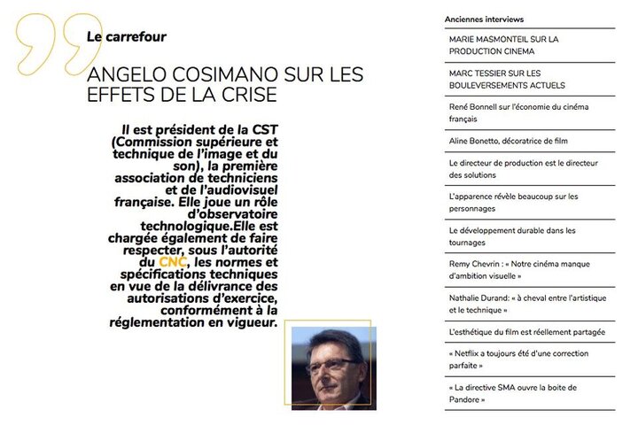 "Angelo Cosimano sur les effets de la crise" Un entretien avec le président de la CST