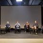 Pendant la conférence "Produire autrement" - De g. à d : Benjamin Lanlard, François Reumont, Marc Galerne, Michel Casang, Laurent (…) 