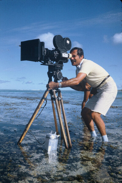 Bernard Joliot, en tournage à Bora Bora, en 1979 - Photo Eric Dumage