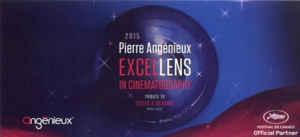 3ème "Pierre Angénieux ExcelLens in Cinematography" remis à Roger Deakins, BSC, ACS
